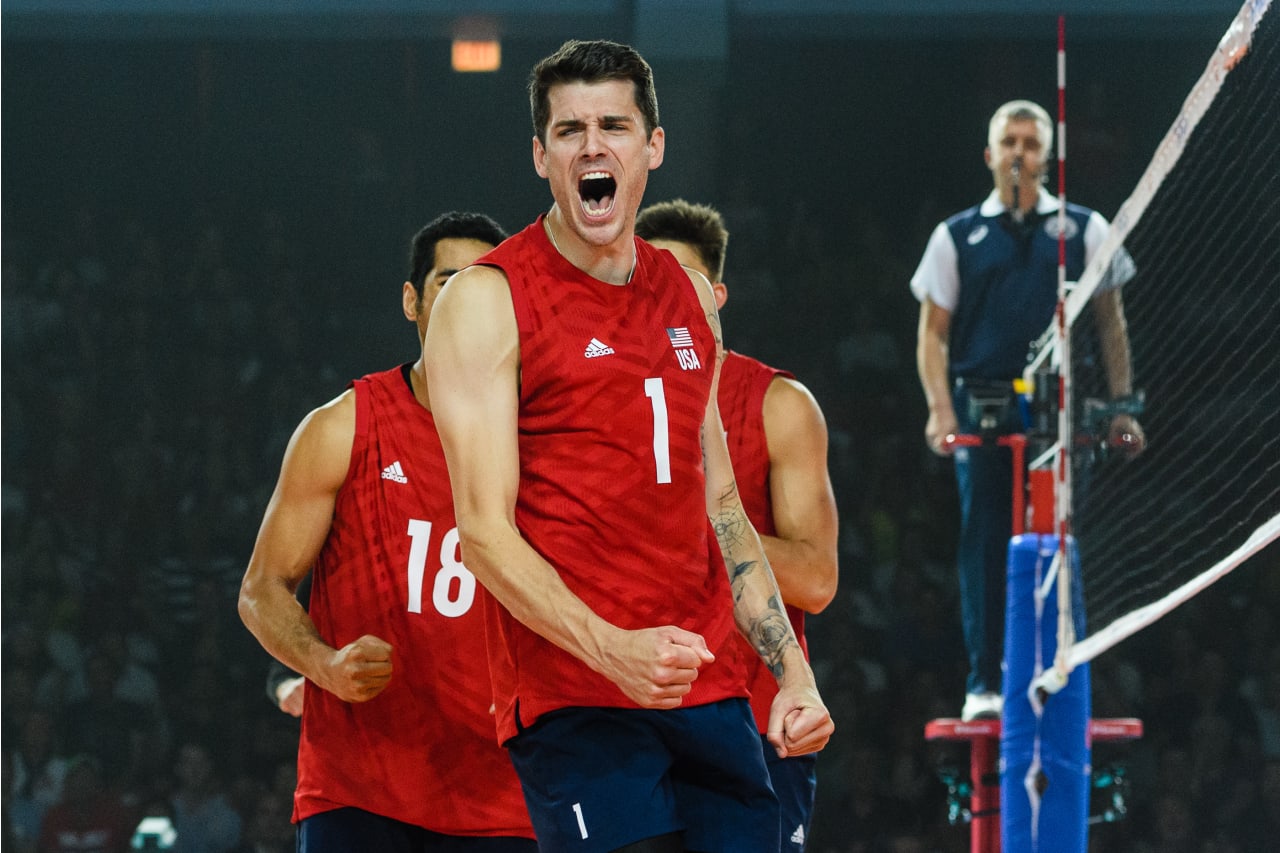 Matt Anderson celebrates a point